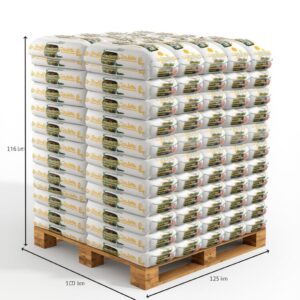 Drevené pelety BIANCO HOLZ smrek – ENplus A1 – 15 kg – Paleta 75 vriec (1 125 kg)
